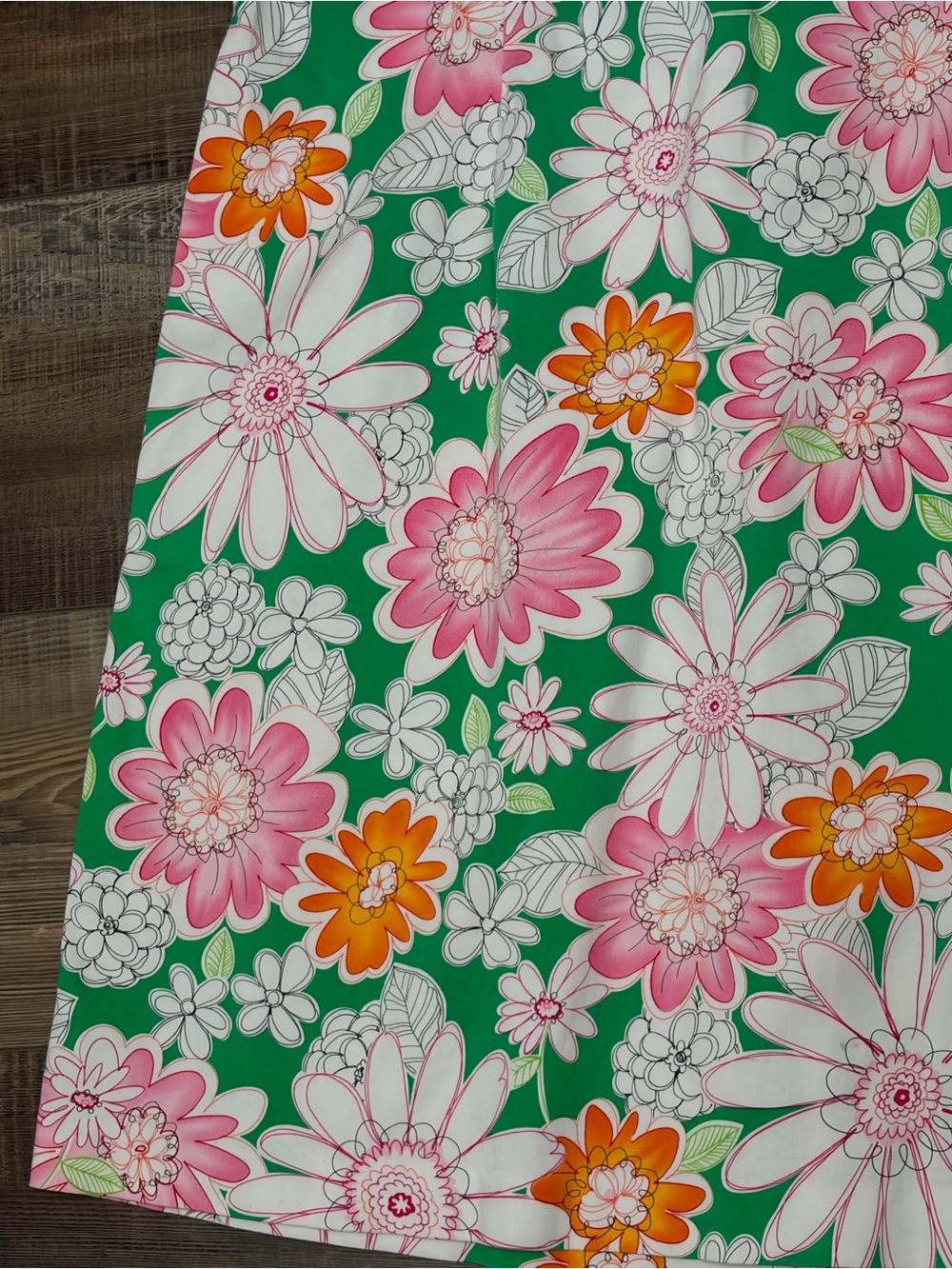 Chadwicks Green Floral A-Line Midi Dress with Pink & Orange Blooms - Picture 4 of 12